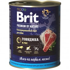 Brit Premium By Nature консервы с говядиной и рисом для всех собак 850 г.